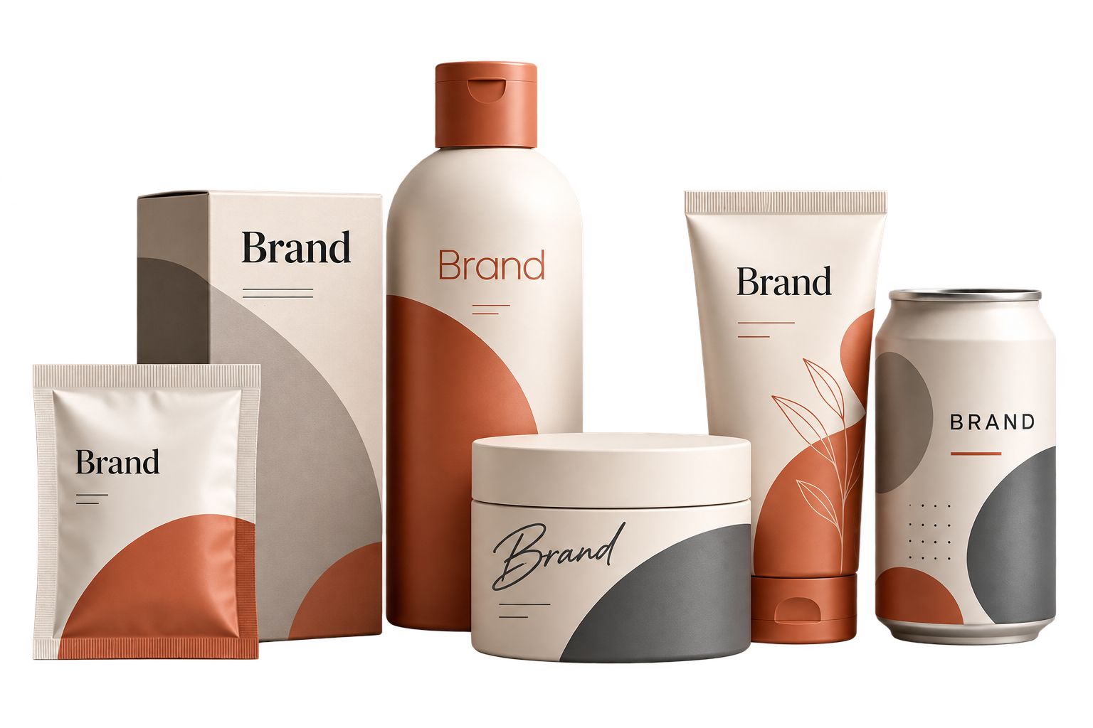 A range of packaging formats with distinct brand identities